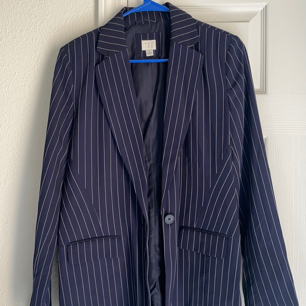 Blue pinstripe blazer